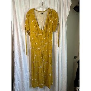 Universal Thread Button Down Yellow Floral Maxi Dress Size XL